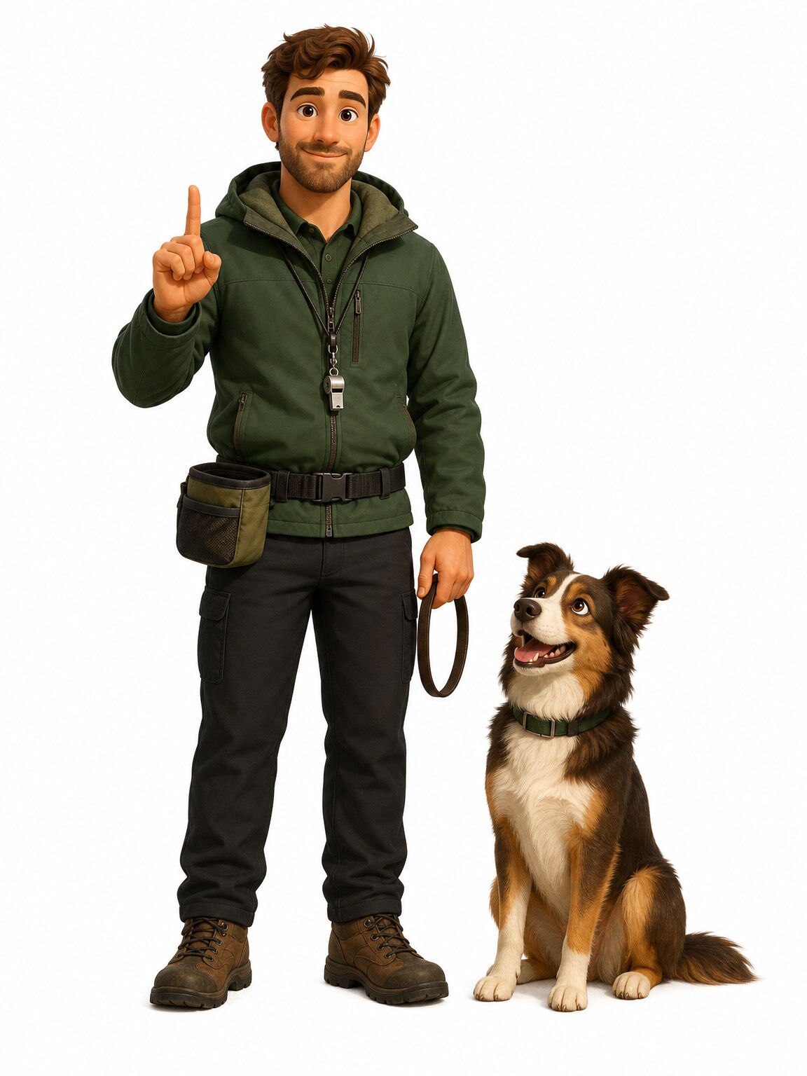 Dog Training Companion standing beside an attentive dog